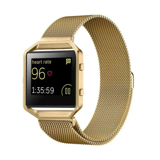 Миланская петля ремешок для часов + чехол для Fitbit Blaze band из нержавеющей стали replalcement браслет металлические ремни-Бюстгальтер браслет
