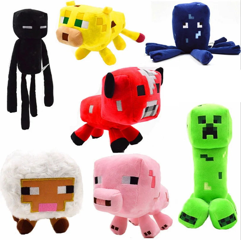 7 pièces/ensemble jeu Minecraft peluche peluche jeu poupée Creeper calmar Mooshroom Enderman Ocelot cochon bébé mouton enfants enfant cadeau jouet (lot de 7)