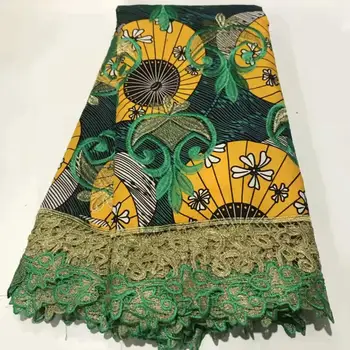 

Beautiful african wax 100% cotton High quality print wax lace fabrics 6yard embroidery lace fabric for nigerian garment!AE-92