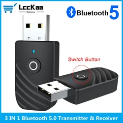 LccKaa 3 In 1 Bluetooth 5.0 Audio Receiver Transmitter 2 in 1 USB Computer TV Adapter Car Dual Output For Speakers Headphones