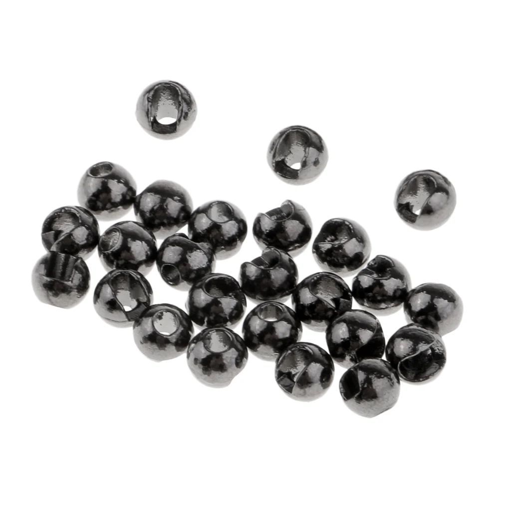 25pcs 4.6mm Slotted Tungsten Beads Fly Fishing Tying Materials for Jig Hooks