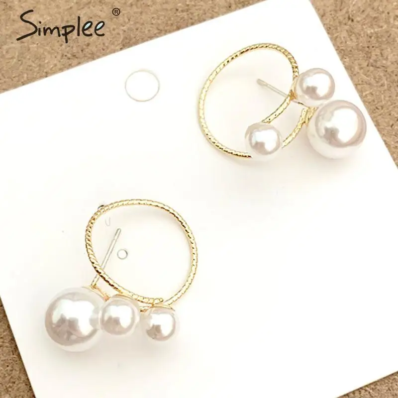 Simplee Vintage ювелирные изделия жемчужные серьги элегантные 3 жемчужные круглые серьги вечеринoe свадьбы уникальные серьги