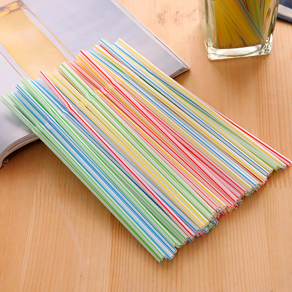 100PCS/Bag Neon Color Party Drinking Straws Bendable Flexible Plastic Summer Drinking Straw Party Bar Drinking Supplies