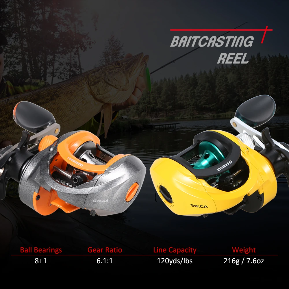 

8+1BB Ball Bearings Right/Left Baitcasting Reel 6.1:1 Baitcast Fishing Reel 12 Level Magnetic Brake System