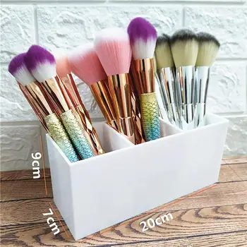 

Acrylic Makeup Brushes Storage Box Holder 3-Slot Desktop Organizer For Lipsticks Cosmetic Tools Makeup Brush Case (Random Color)