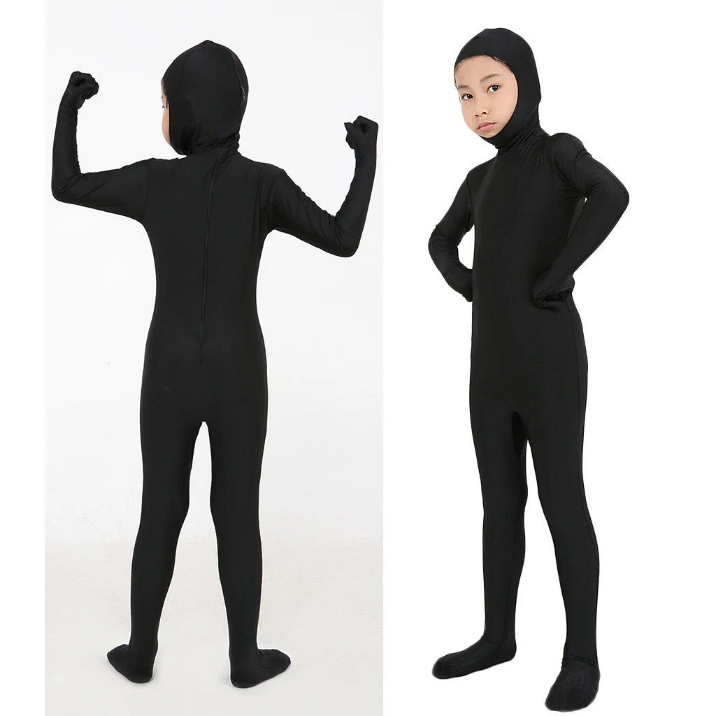 Kids Cosplay Jumpsuit Invisible Costume Spandex Skin Tight Unitard Halloween Party Dancing Bodysuit S-L