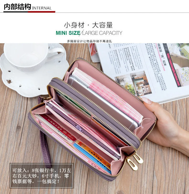 Fashion Long women's Purse PU Leather Phone Holder female Wallet Bag Casual Zipper female Wallet Bag