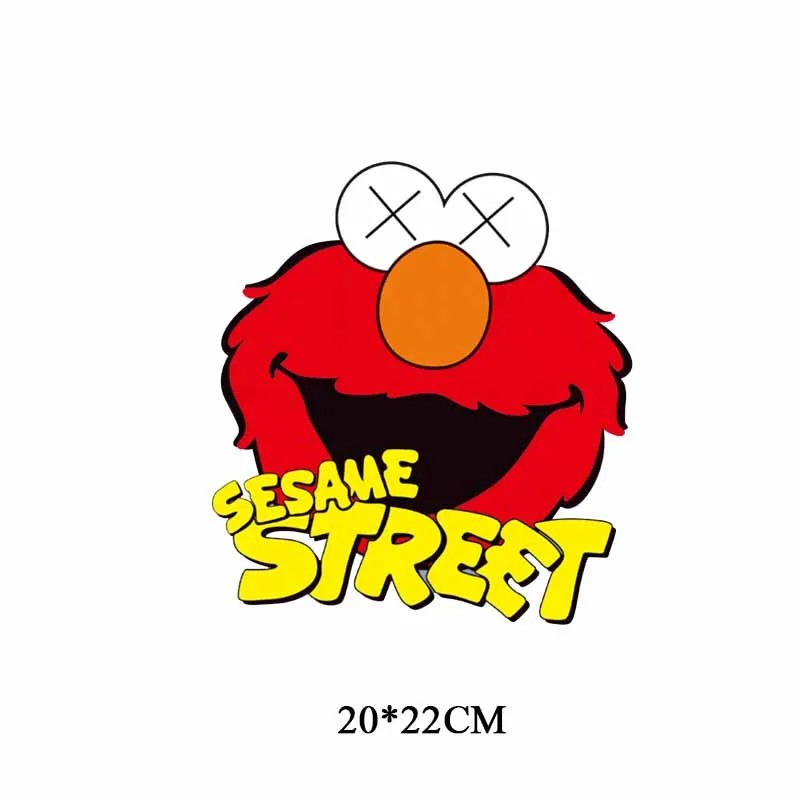 Anime Sesame Street Patch COOKIE MONSTER ELMO Cartoon Iron on Transfer Patches for Kids Clothes Applique DIY T-shirt Heat Press