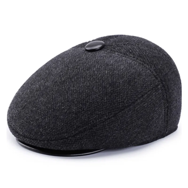 XdanqinX 2024 Winter New Men's Hat Woolen Thick Warm Berets With Earmuffs Male Bone Dad's Hat Trucker Winter Plush Fluff Hats 4