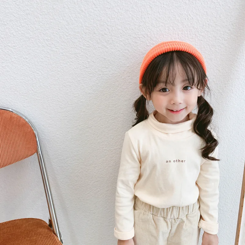 Toddler Baby Shirts Cotton Letter Long Sleeve Tops for Girls Boys Clothing High Collar Shirt Spring Autumn Casual Children Tees