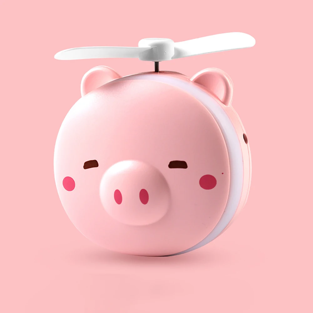 Мини мультфильм свинья USB перезаряжаемый портативный светодиод заполняющее зеркало для макияжа с лампой яркий регулируемый перезаряжаемый маленький охлаждающий вентилятор