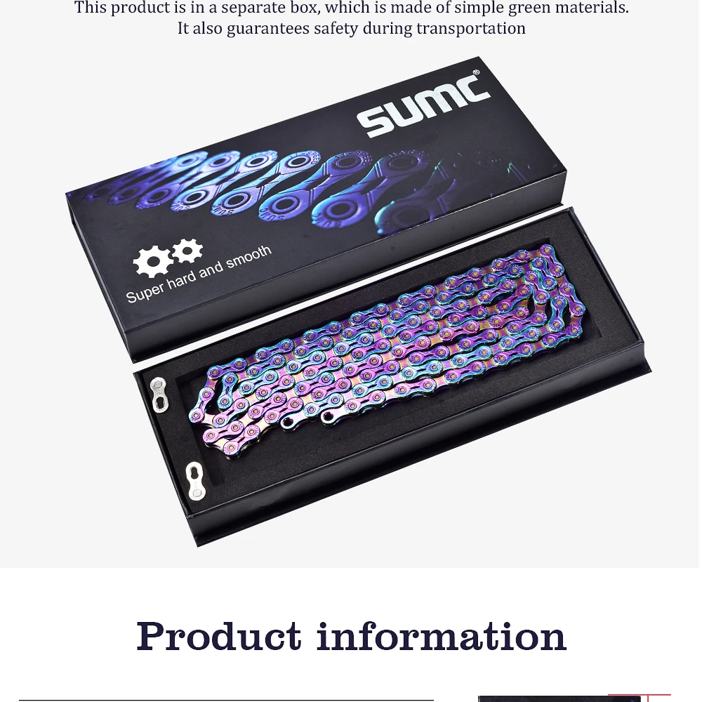 SUMC Bicycle Chain Rainbow Mountain Bike Road Bike Shifting Chain 10 11 12speed For M8000 M6000 M9100 M610 With Missinglink