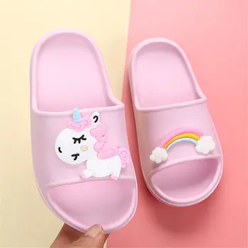 

Barefoot Shoes Kids Unicorn Horse Rainbow Cartoon Girls Children Bts Slippers Boys Clog Flip Flop Baby Home Footwear Beach EVA