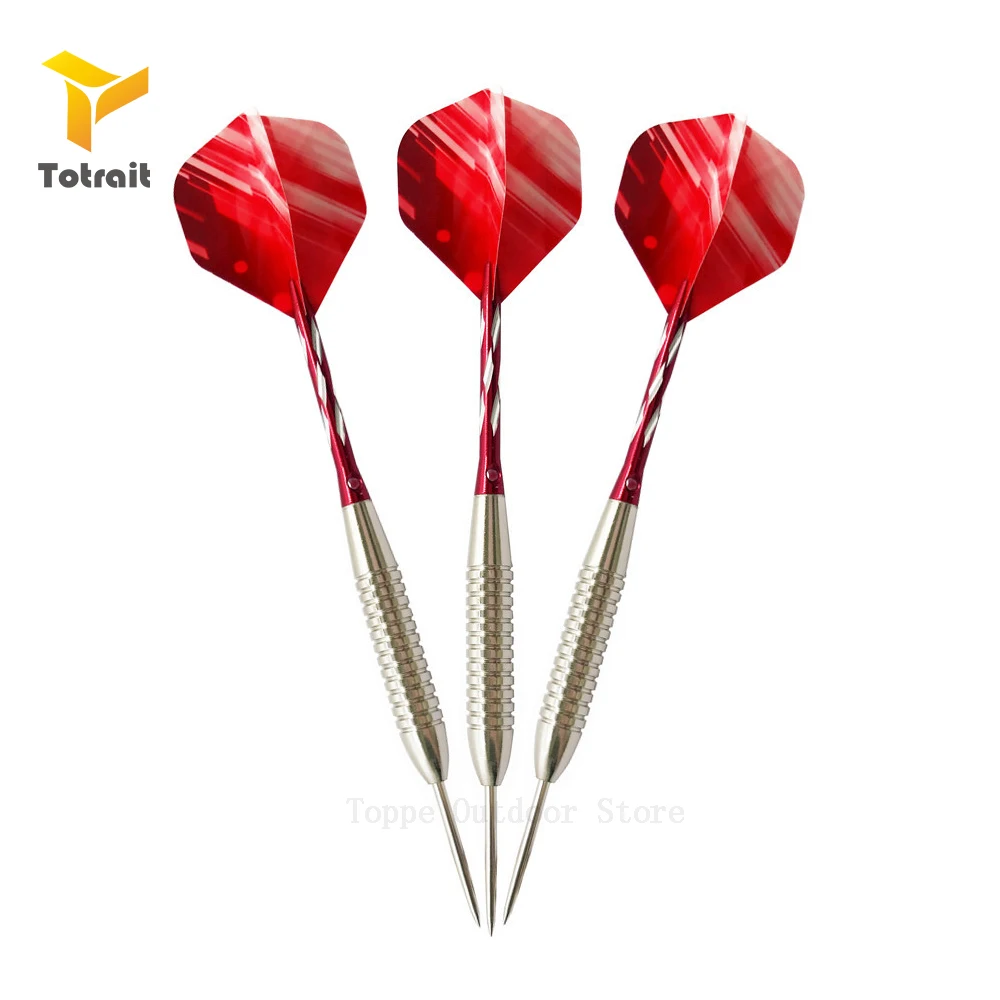 TOtrait3PCS профессиональные дартс 22 г стальной наконечник Dardos железный бочонок алюминиевые валы для внутренних профессиональных игр Dartboard красный/синий - Цвет: Красный