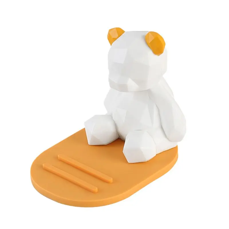 

White Bear Support Mobile Phone Stand Holder Geometric Desktop Tablet Bracket