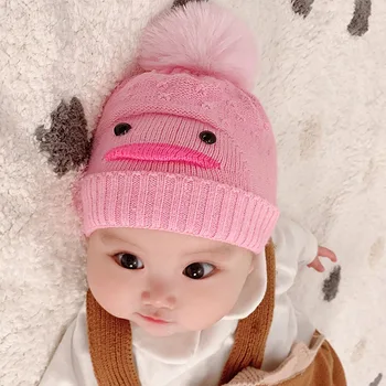 

Winter Warm Baby Beanies Little Duck Hat Pompon Children Hats Knitted Cute Cap For 0-6M Newborn Toddler Girls Boys