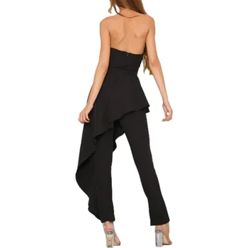 

Fashion Irregular Layer Jumpsuit Off The Shoulder Sleeveless Sexy Jumpsuit Women Elegant Party Jumpsuit