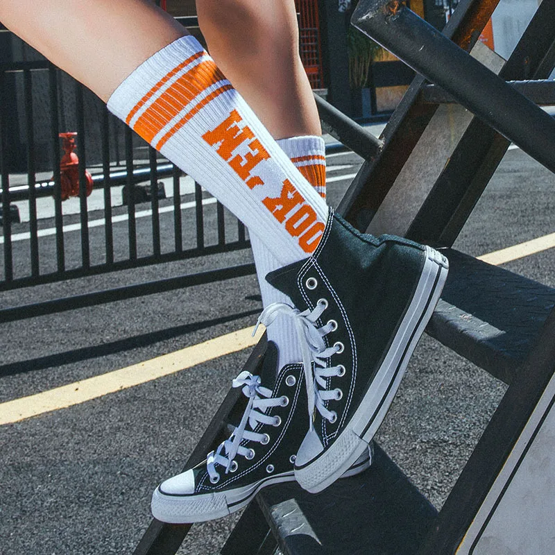 Женские носки до колена, хлопковые носки средней длины, носки для скейтборда в стиле Харадзюку