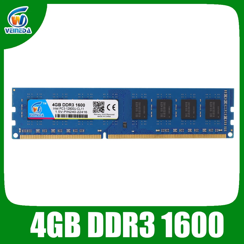 

VEINEDA PC Ram DDR3 4GB 8GB 1333 1600MHz 10600 12800 Desktop Memory 240pin 1.5V New dimm for Intel and AMD