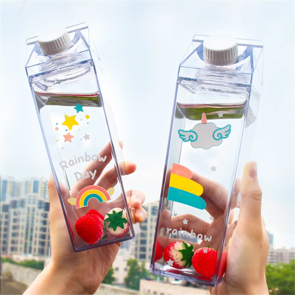 500ml Milk Box Shape Water Bottles Cartoon Rainbow Pattern Plastic Drink Bottle Cute Unicorn Coffee Fruit Juice Cup Drinkware 500ml Milk Box Shape Water Bottles Cartoon Rainbow Pattern Plastic Drink Bottle Cute Unicorn Coffee Fruit Juice Cup Drinkware