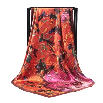 

2020 Luxury Brand New-90cm Kerchief Silk Muslim Kerchief Fashion Scarf Women chiffon hijab scarves blanket shawl poncho winter