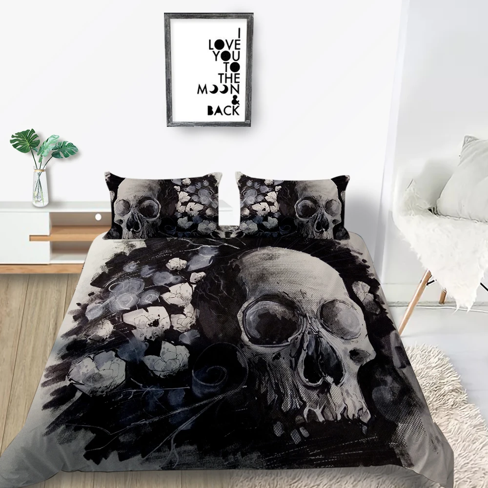 Colorful Skull Bedding Set King Size Fashionable Scary Duvet Cover Flame Queen Twin Full Single Double 1 Colorful Skull Bedding Set King Size Fashionable Scary Duvet Cover Flame Queen Twin Full Single Double 4