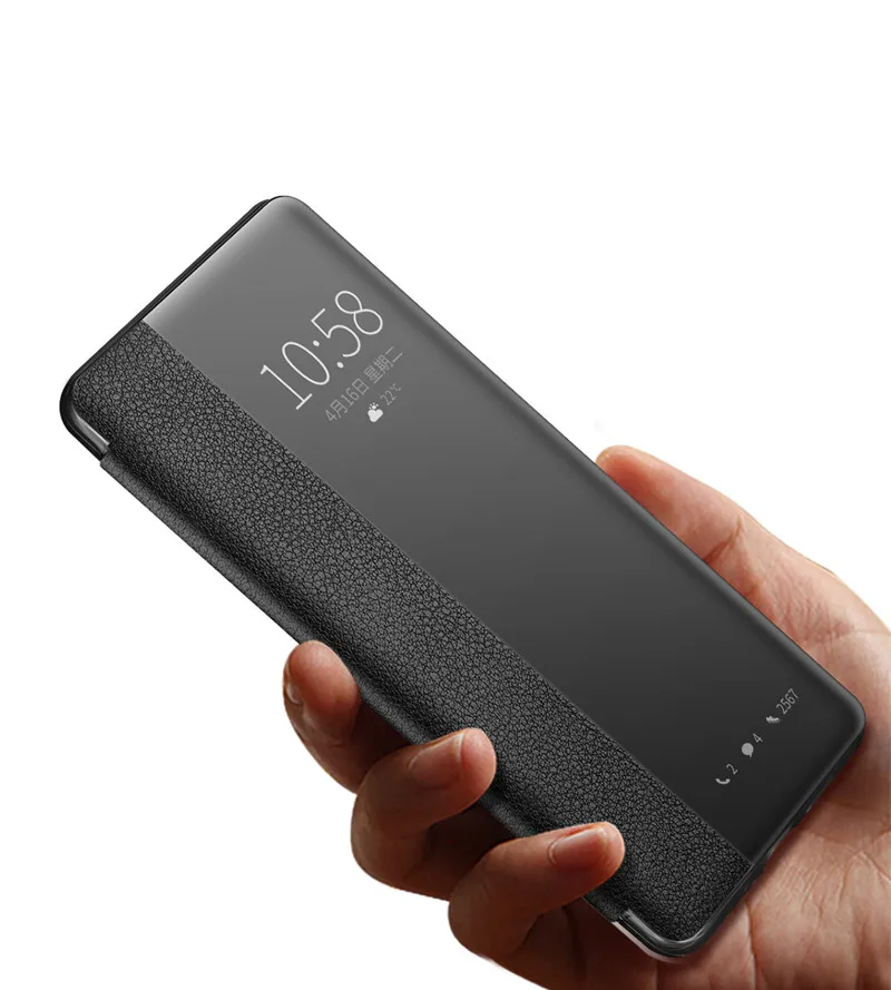 Чехол для Coque P30 P30Pro с умным окошком просмотра пары простой модный кожаный
