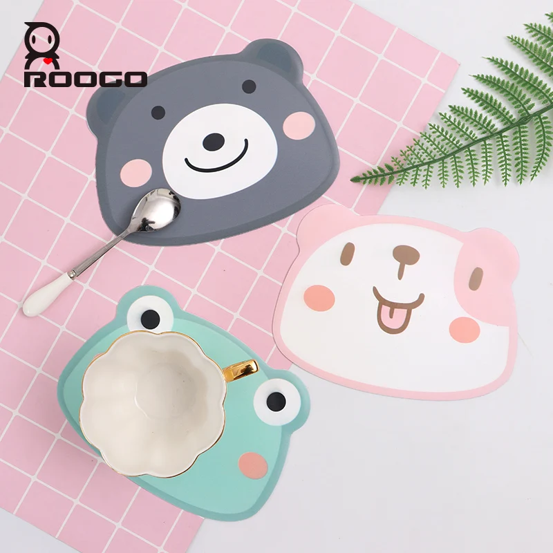 

Roogo Silicone Cup Coaster Placemat for Dining Table Mat Cute Animal Hot Pad Drink Coasters Kitchen Dish Mat Individual