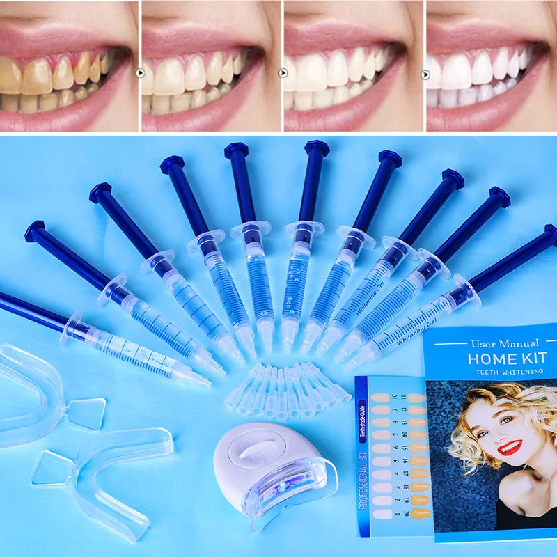Teeth Whitening Kit 44% Peroxide Dental Bleaching Gel Oral Hygiene Brightening Equipment with White LED Light | Красота и здоровье