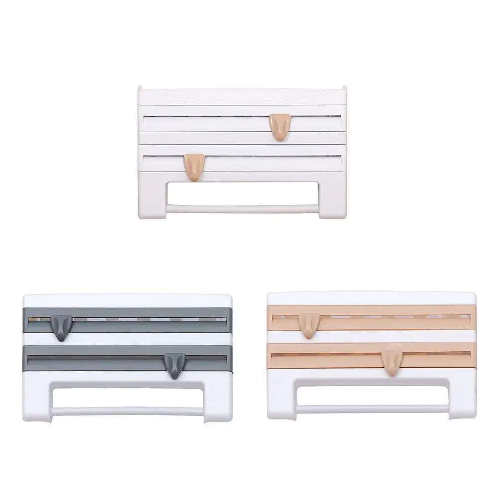 

Refrigerator Cling Film Storage Cutting Rack Plastic Kitchen Hanging Wrap Bottle Sauce Towel Wall Rack Holder Organizer R0N2