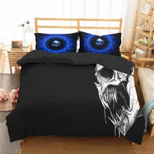 Coverlet de cama 3d azul crânio assustador impresso capa edredão conjunto têxteis para casa com fronhas para adulto king singe tamanho