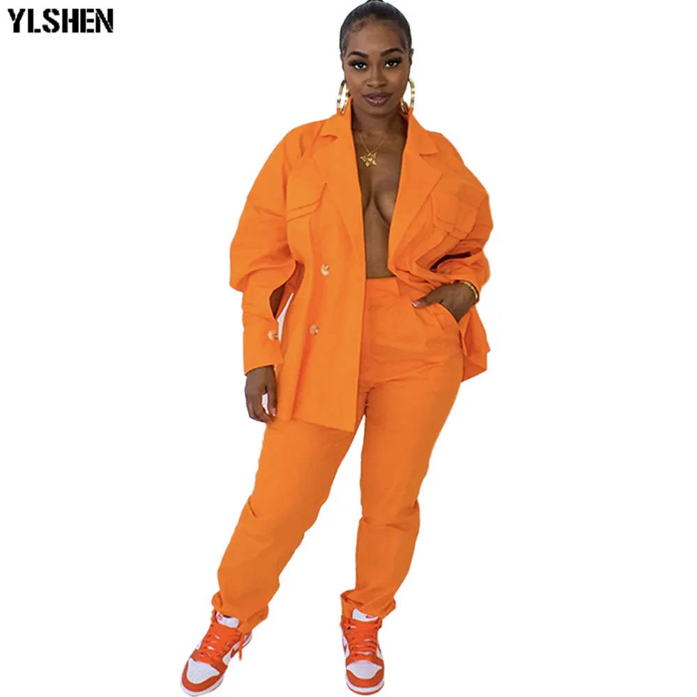

Autumn Winter African Clothes Women's Set Streetwear Long Sleeve Blazer Pants Suit Office Lady Tracksuit Two Piece Set Outfits