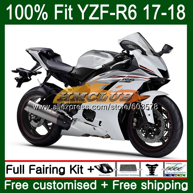 Инъекций для YAMAHA YZF600 YZF R6 123CL. 0 YZF 600 R 6 YZF-600 YZF-R6 YZFR6, 17, 18, 19, OEM Обтекатели глянцевый белый