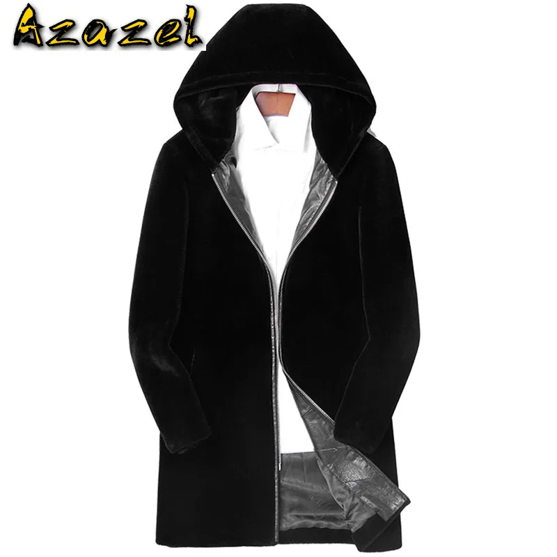 

Меховое пальто из овчины Azazel, зимняя мужская куртка из натуральной шерсти, теплое пальто с капюшоном 12CHA180801Y MY352