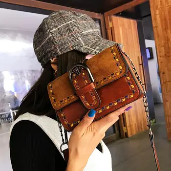 

Pu Leather Crossbody Bags For Female Vintage Fashion Matte Square New Quality PU Leather Women's Designer Handbag Chain