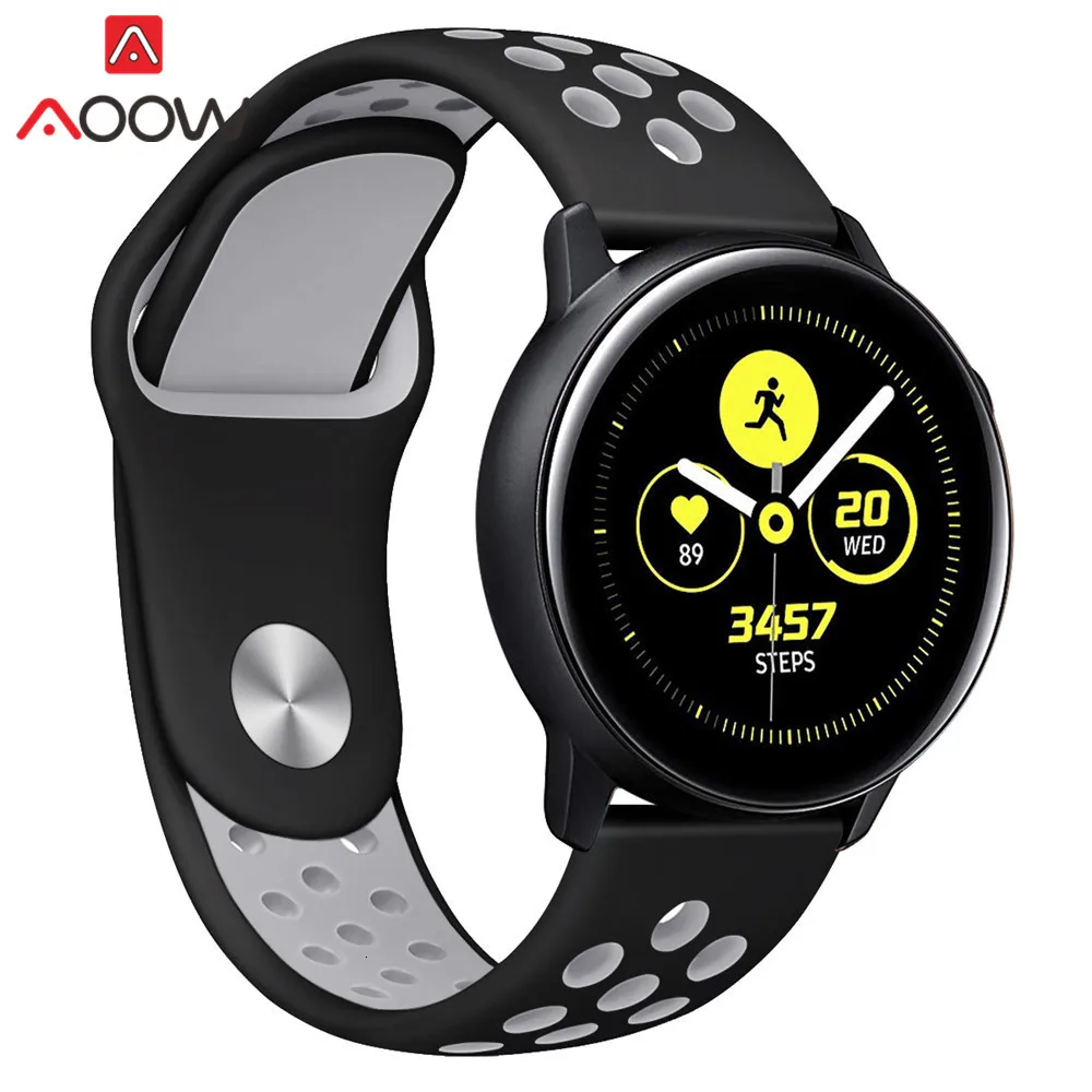 20 мм силиконовый ремешок для часов samsung Galaxy Watch Active 42 мм gear S2 Amazfit bip дышащие отверстия резиновый браслет ремешок