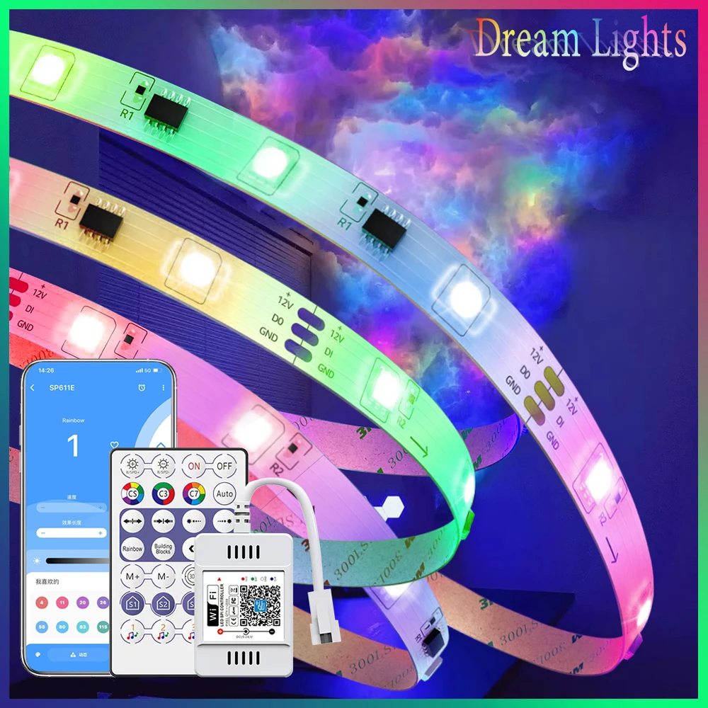 LED Strip RGBIC WS2811b Dream Lights Bluetooth Segment DIY Music WiFi Sync And App Control For Living Room Bedroom Ceiling Decor | Лампы и