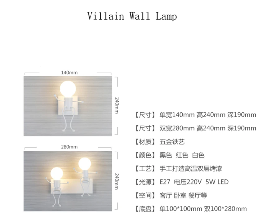 Скандинавский светодиодный настенный светильник Лофт металлический мультяшный робот Бра настенное освещение домашнее настенное искусство прикроватный светильник для крыльца Настенные светильники для дома