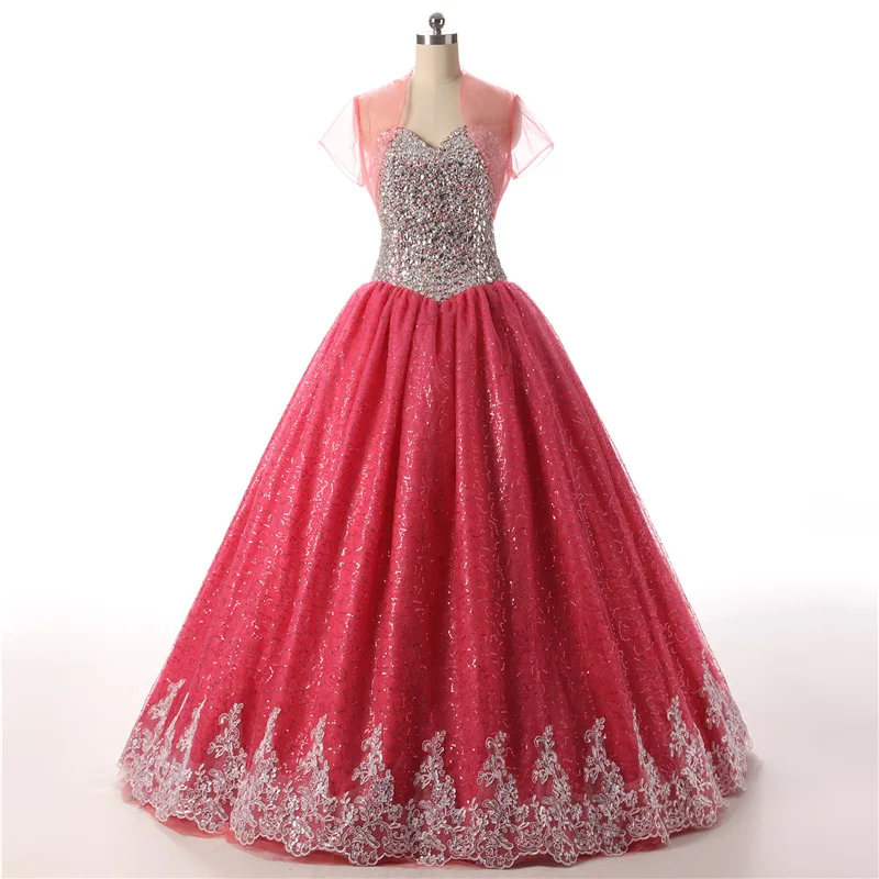 Luxury Beading Quinceanera Dresses Long Red Prom Party Dress Plus Size Lace Up Backless Puffy Gala Gown 2020 | Свадьбы и торжества