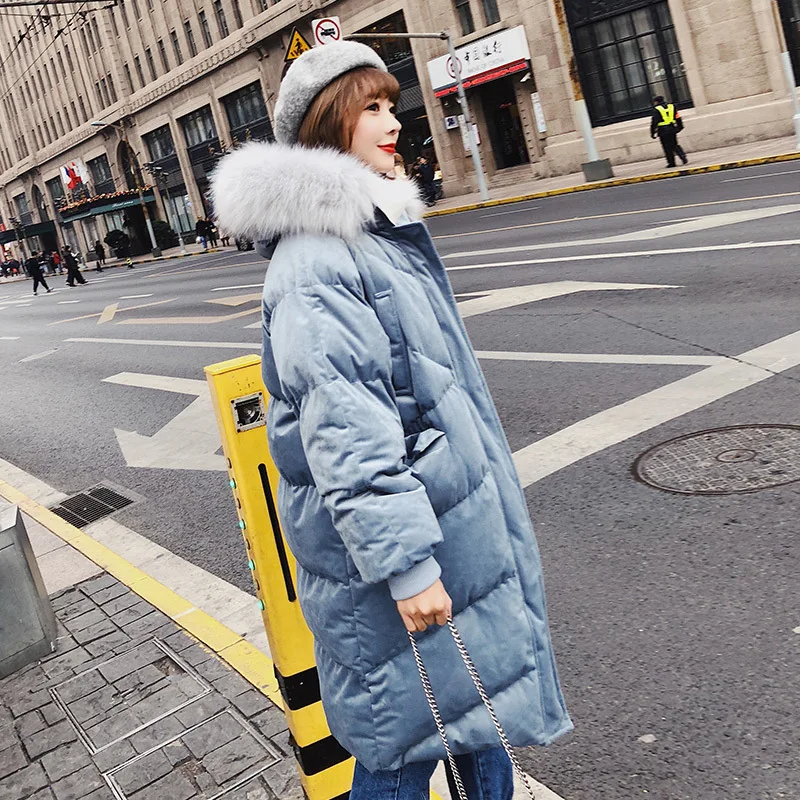 

Gold Velvet Pink Cotton-padded Clothes Women's Mid-length Cute Winter Korean-style Loose-Fit Sweet 2018 New Style INS Cotton Coa