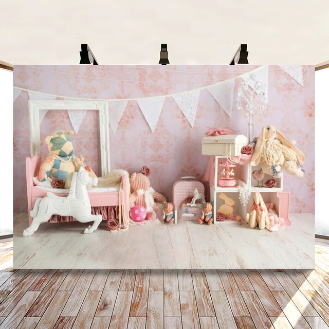 귀중한 순간을 영구히 간직할 수 있는 사랑스럽고 다목적인 장난감 인형 방 인테리어 초상화 사진 배경