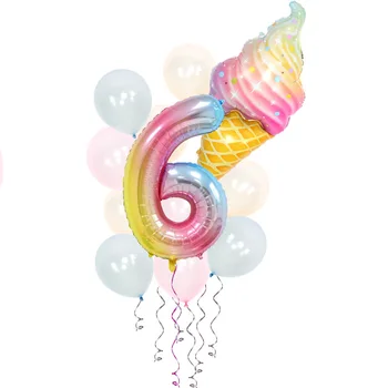

12Pc Birthday Party Balloons Icecream 40 Inch Number Crystal Latex Balloon Birthday Summer Party Decorations Supplies Air Globos