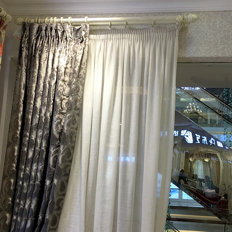 Direct sales customized European retro carved style track solid wood Roman rod mute curtain single double pole