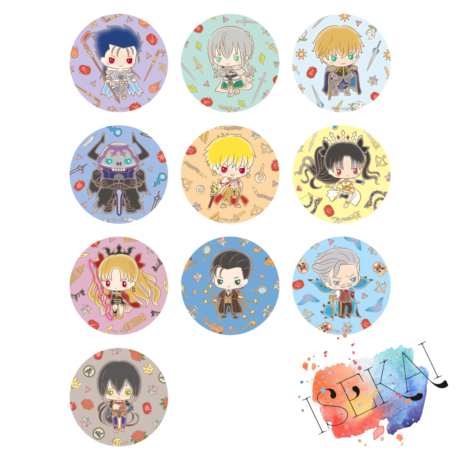 Значок аниме Fate Grand Order Gilgamesh Cu Chulainn Ereshkigal Gawain Ishtar James Moriarty FGO fhego металлическая