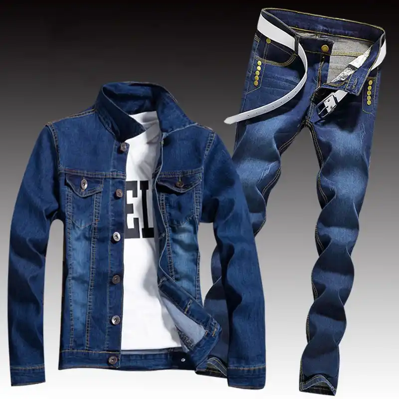 mens denim jean suits