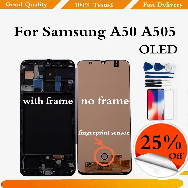ЖК дисплей Super OLED для Samsung Galaxy A50 SM A505FN/DS A505F/DS A505 сенсорный экран с дигитайзером и