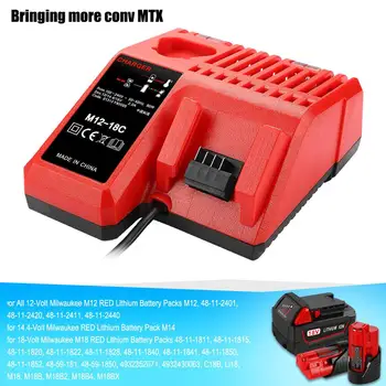 

NEWEST M18 Li-ion Battery Charger For Milwaukee 14.4V 18V C18C C1418C 48-11-1815/1828/1840 M18 M14 Series Lithium-ion Battery