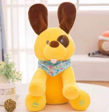 Плюшевая игрушка собака мягкие животные и Плюшевая Кукла музыкальная собака обучающая антистрессовая электрическая игрушка для ребенка - Цвет: Цвет: желтый