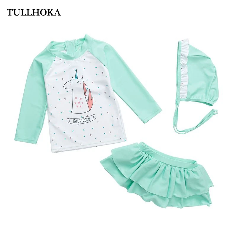 

Tullhoka Kids Baby Cute Cartoon Unicorn Swimsuit Girls Bathing Suit Children Swimwear With Cap Swimming Pool Clothes