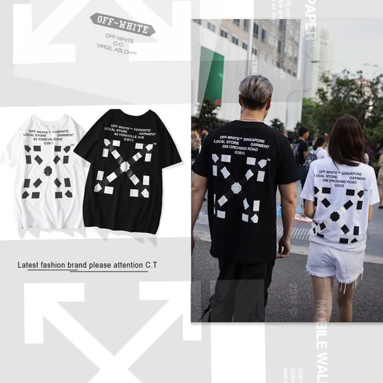 OFF-WHITE OW 19SS ограниченная хлопковая Футболка с круглым воротником и короткими рукавами